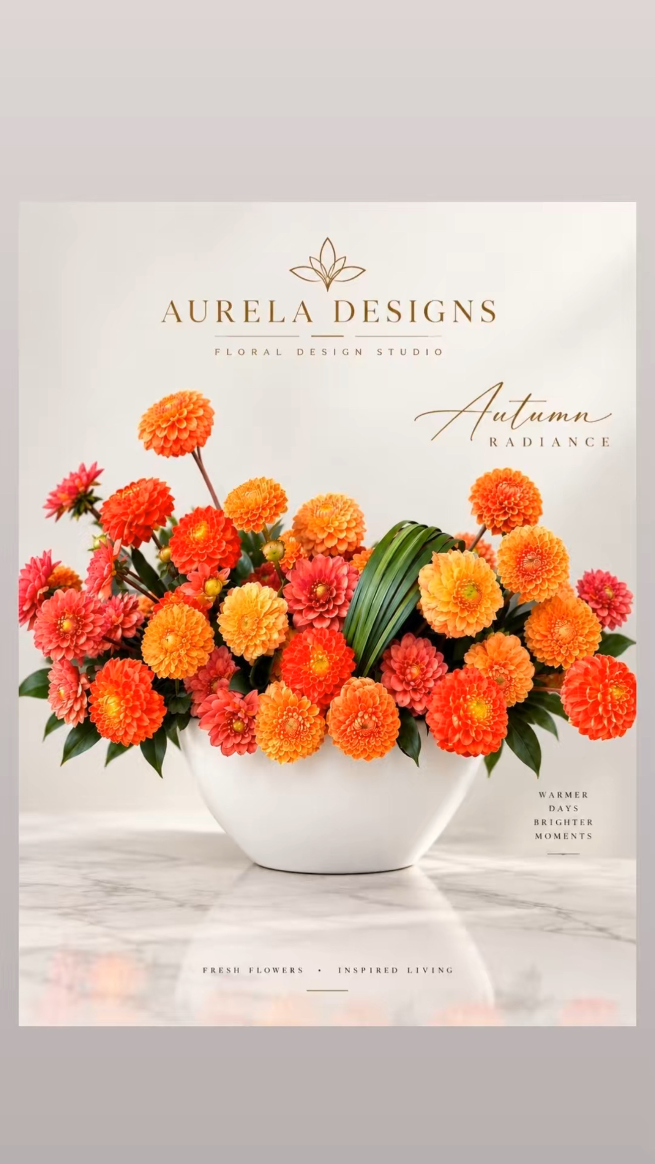 Autumn Radiance orange dahlia arrangement